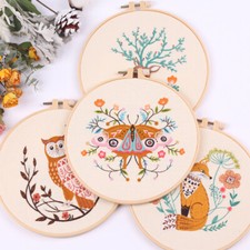 Embroidery Cross Stitch Kit for Beginners-Handmade Fox Owl Butterfly Pattern DIY