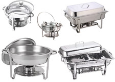 VINOD Stainless Steel Food Warmer Round Rectangular Chafing Catering Dish Lid