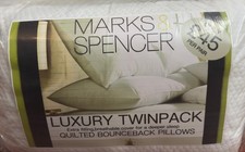 Marks & Spencer White Hotel Quality Quilted Pillows Twin Pack Luxury MRP £45