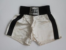 Vintage Everlast White w/black trim Boxing Trunks Shorts Adult Size S