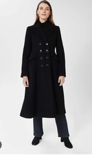 Hobbs black Blakely wool cashmere blend riding Coat size 12 RRP £359