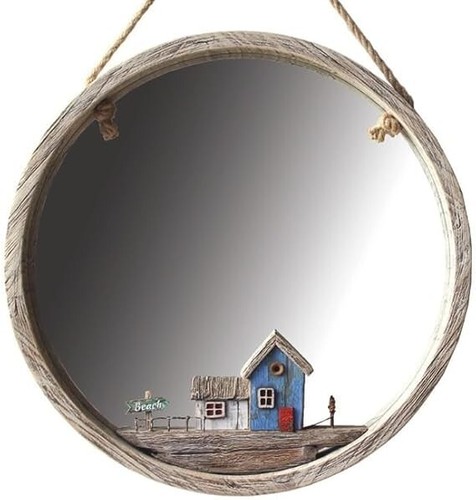 Rustic wooden nautical mirror - rustic,