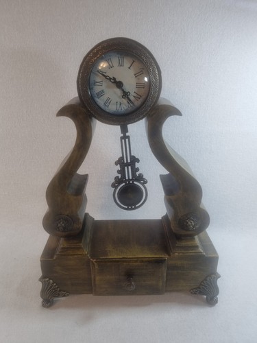 Ornate wooden mantel clock - wooden,