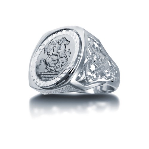 Ring silver half sovereign - ring,