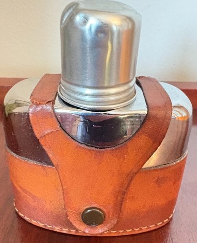 Leather covered hip flask - leather,