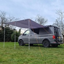 Debus VW Campervan Sun Canopy V2.0 with Aluminium Poles Anthracite Grey