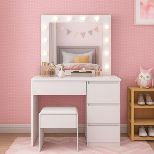 Dressing table with mirror - with, led