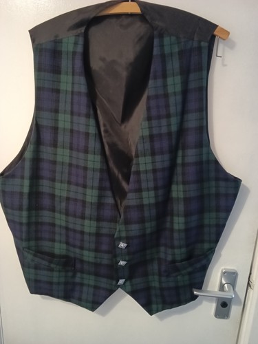 Black watch tartan waistcoat - black,