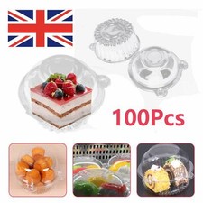 100 SINGLE CUPCAKE BOXES CLEAR MUFFIN HOLDER CASES DOMES CUPS PODS CONTAINERS