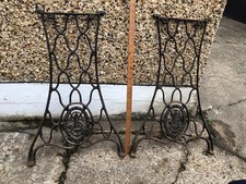 Pair of Vintage Cast Iron Singer Sewing Machine Ends- Ideal Table base