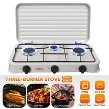 Camping Kitchen 3 Burner Gas Cooker Outdoor Caravan LPG Portable Cooktop Grill