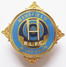 MANSFIELD MARKSMAN - Vintage 1980s Insert Rugby League Pin Badge 
