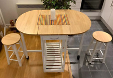 Kitchen Dining Table and Chairs Small Folding Set Drop Leaf Breakfast 3pc Stool 