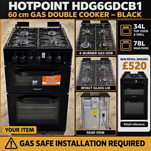 Hotpoint hdg6gdcb1 60cm gas - hotpoint,