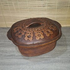 Vintage Quantock Pottery Floral Casserole Dish Stoneware Made In England H 16cm