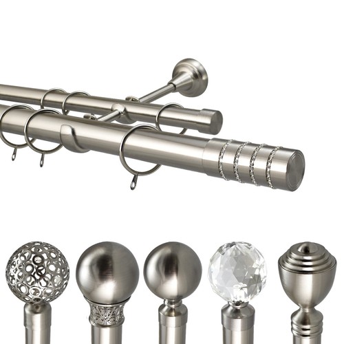 Curtain pole metal double set - metal,