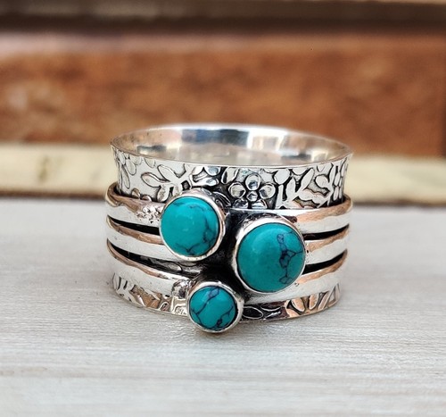 Turquoise spinner ring - spinner, solid