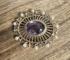 9ct gold Amethyst & Pearl