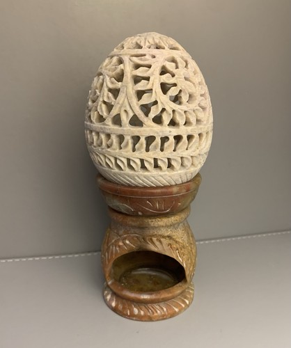 Carved soapstone oil burner - carved,