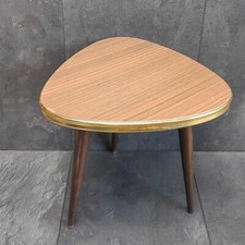 Mid Century Kidney Table Brown 50s 60s Floral Stool Vintage Table Approx 28.5cm Size