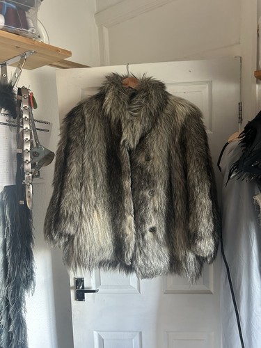 Real grey fox fur coat - grey,