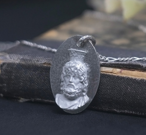Serapis bronze silver pendant - serapis, bronze/silver