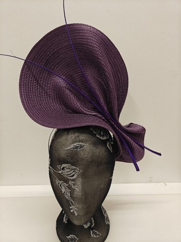 Purple large straw fascinator - straw,