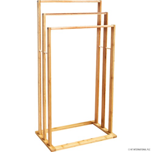 Bamboo wooden tier towel - wooden,