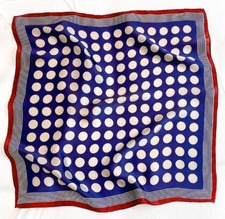 100% Silk 20" small square Scarf Women neckerchief Wrap polka dot navy