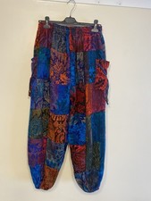 Harem Trousers Pants Elastic Warm Woolly Patchwork Hippie boho Winter Pockets