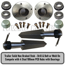 Trailer Stub Axles and Cast Hubs (4 x 108mm PCD) - for use up to 750kg