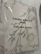 Laura Ashley Pussy Willow Off White / Dove Grey Lined Curtain x 1   64"w x 72"d
