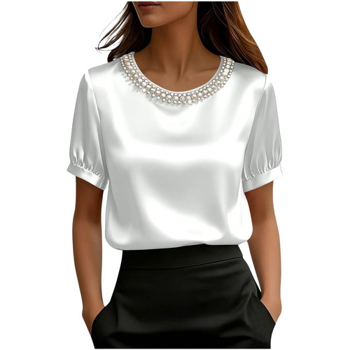 Women satin blouse short - satin,