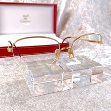 Vintage Cartier Eyeglasses Eyewear Trinity Gold Half Rim 55-18-140 with Case