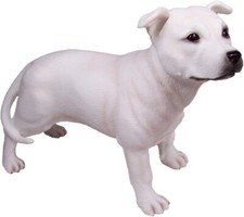 White Staffordshire Bull Terrier Dog Statue - White Staffie Ornament Staffy