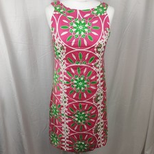 Lilly Pulitzer Jacqueline Womens Pink Dress 100% Silk Size UK 10 Cotton Lining