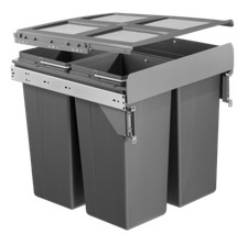68L Integrated Pull Out Kitchen Waste & Recycling Bin for 500mm Cabinet 68 Litre