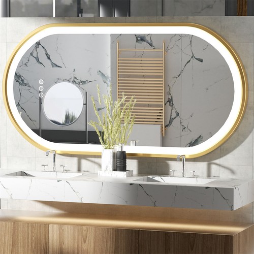 Led oval bathroom - mirror, gold