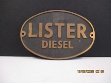 LISTER DIESEL BRASS PLAQUE