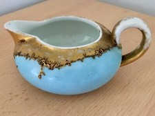 Boho chic blue and gold milk or cream jug vintage, unique and shabby chic