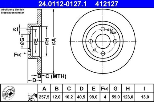 Brake disc ate - brake, 24.0112-0127.1