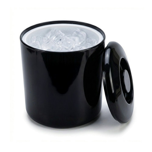 Black round ice bucket with - black,