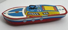 Vintage The Ohio Art Co Tin Wind-Up Cabin Cruiser Boat Toy See Photos 8.5”