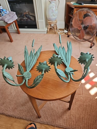 Pair vintage painted metal - of,