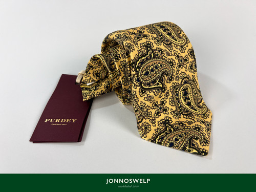 Purdey tie 100 silk - silk, yellow