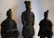 TERRACOTTA WARRIORS FROM EXHIBITION IN LONDON 1988. BEEN IN THE WARS A BIT !