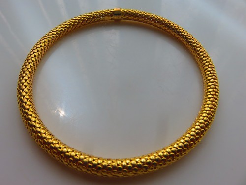 Gold filigree slave bangle 5mm - bangle,