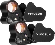 VIVOSUN 30X 60X Illuminated Jewelers Loupe Foldable Magnifier w/led light,Black