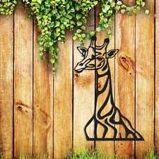 African Giraffe Metal Wall Art, Garden Fence Decor, Outdoor Wall Art