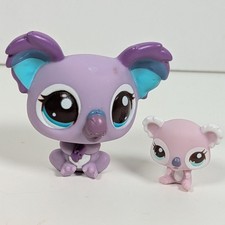 Littlest Pet Shop Purple Koala Bears Mummy #2501 And Baby #2502 LPS Figures 
